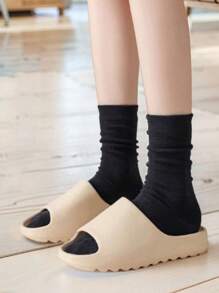 1/5/10 Pairs Women's Simple Basic Black Maternity Socks, Ins Style European And American Casual Daily Wear