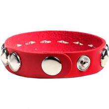 Eigso 3 Pcs Leather Punk Bracelets Men Women Of Rock Rivet Wrap Retro Spike Bracelet Adjustable - 黑色-3件 - 查看 11