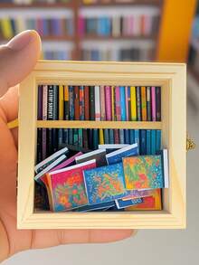 1 Set Anxiety Bookcase Mini Book, (Including 100/70pcs Mini Books) Decorations House Decoration, DIY Craft, Accessories Mini Miniature Model,Suitable As A Holiday Gift, Day; Father's Day; Mother's Day, Thanksgiving; Halloween; Christmas; New Year's Day. - Multicolor - View 9