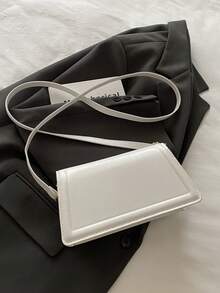 New Fashion Women's Handbag, Solid Color Fabric Material, Large Capacity Square Bag, Simple Stylish Versatile Elegant Shoulder Bag With Detachable Adjustable Strap - White - View 8