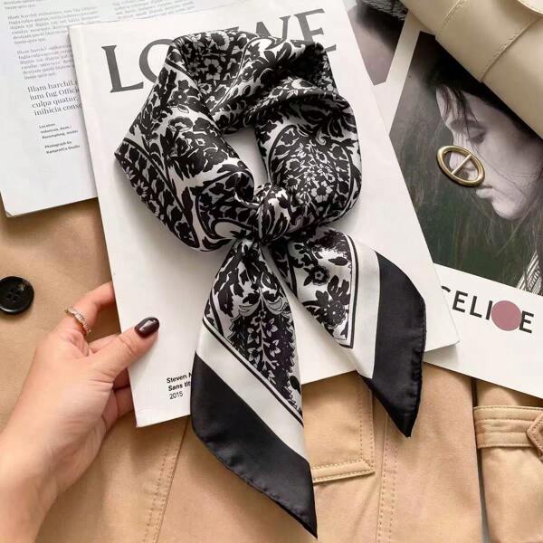Women's Fashionable Cashew Print Small Square Scarf, Versatile Decorative Neck Scarf With High-End Feel