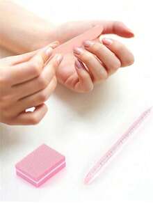 60/30/15/3件一次性美甲套装，30套独立包装美甲套装-迷你指甲锉，迷你指甲抛光器，美甲棒，适用于沙龙家居 - 粉色 - 查看 3