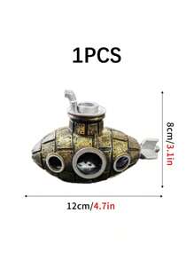 1pc Underwater Submarine Wreckage Hideout Aquarium Decor Ornament Suitable For Fish Tank, All Season