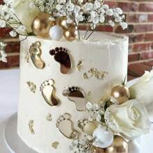 亚克力“男孩或女孩”蛋糕装饰 - 1 件金色装饰，用于性别揭晓和迎婴派对 - 通用庆祝蛋糕配件