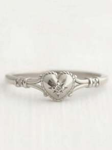 1Pc Heart Shaped Gold Colour Cz Rings For Women Elegant Female Accessories For Wedding Party Fancy Gift Jewelry - Ring - View 8