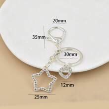 1 Peça Pingente de Bolsa em Formato de Coração com Pentagrama, Banhado a Prata em Liga de Zinco, Moda Minimalista Versátil para Mulheres