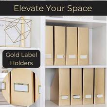 Gold Magazine File Holder Set Of 4 U2013 Stylish Desk Organizer For Home  Office - Elegant Supplies, Bookends  Durable File Holders For A Gold Office Decor - Sọc vàng trắng - Xem 2