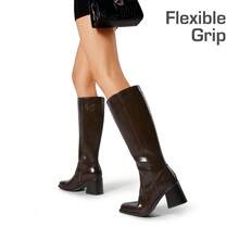 Women's Square Toe Knee High Boots Chunky Heel Side Zipper  Classic Solid Color Fashionable Y2K Party Tall Boots - 巧克力棕 - 查看 10