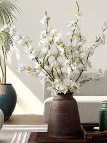 1pc/2/3PCS Artificial Cherry Blossom Flower Silk Peach Flowers Bulk Plum Blossom Flowers With Leaves Cherry Blossom Branches Vase Arrangements For Spring Wedding Indoor Outdoor DIY Party Decor Pink Artificial Plant