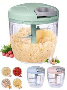 1pc Garlic Grinder Onion Chopper, Manual Food Processing Vegetable Chopper, Onion Cutter, Garlic Chopper, Manual Meat Grinder, Rotary Onion Crusher, Vegetable Cutter, Creative Fruit Grinder, Meat Chopper, Portable Hand Pull String Mincer Cutter