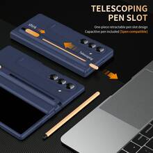 Galaxy Z Fold7/Z Fold6/Z Fold5/Z Fold4/Z Fold3 Phone Case, Hinge Protection, Comes With Stylus Pen, Full-Body Shockproof, Foldable Integrated Stand, Retractable Pen Slot, Skin-Friendly Anti-Fingerprint Case, With Tempered Glass Screen Protector - 彩色 - 查看 1