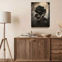 Gothic Elegance: 1Pc Unique White Valentine's Day Black Rose Bouquet Canvas Wall Art,Classical Black Flowers Posters,Prints For Wall Decor Pictures,Bathroom Decor, Room Decor Bedroom,Home Decor Living Room,House Decor,Home Accessories,Kitchen Decor & Office - Perfect Gift For Mother's Day, Birthdays- No Frame