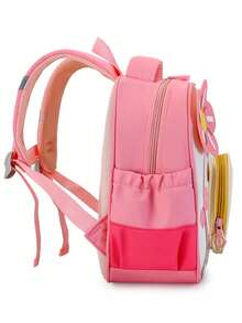 1pc Summer New Cute Girl Lightweight School Backpack, Fashionable Travel Bag, Spine Protection Shoulder Bag, Back To School Hand Carry Bag - Pink - View 3