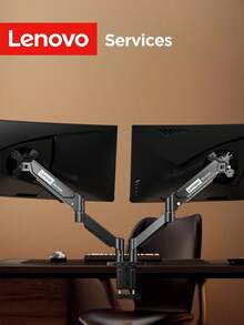 Lenovo AM120 Dual-Arm Bracket, Monitor Stand, Monitor Riser, Monitor Mechanical Arm, Quick-Install Mechanical Arm, Desk Clamp, Professional E-Sports Equipment, Gas Spring, Adjustable Multi-Angle