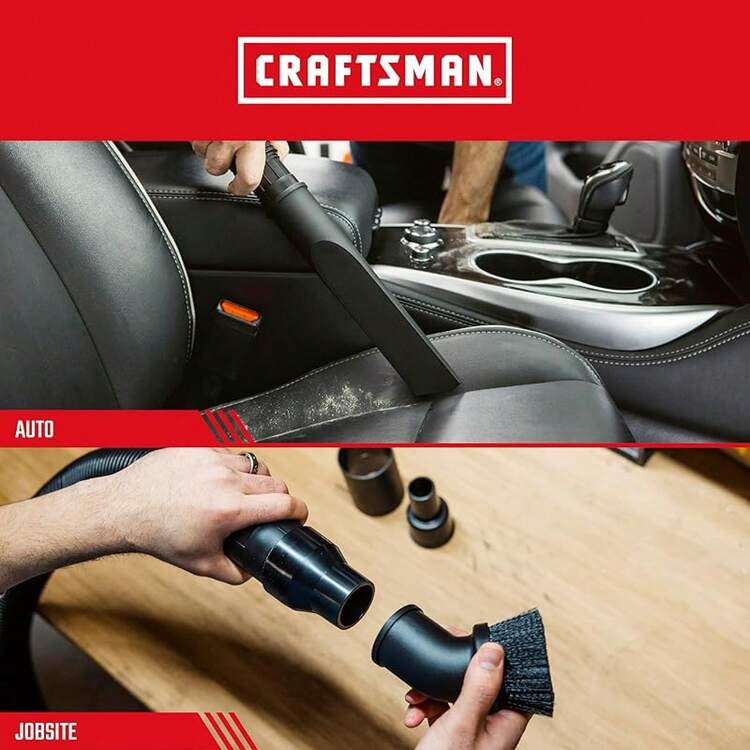CRAFTSMAN Kit de accesorio para aspiradora de grado industrial - Conector de manguera para aspiradora - 3 piezas - Negro - Plástico - 3 unidades. Kit adaptador. - Añade 5