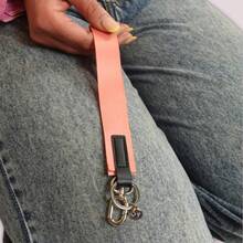 Dual Hook Satin Wristlet - Luxury Bag Accessory - Perfect For Keys & Essentials - Pink . - View 2
