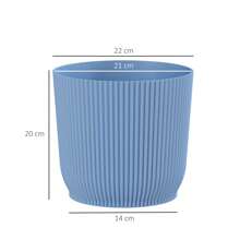 Set Of Three 22cm Decorative Planters - Elegant Blue Ceramic Pots For Indoor And Outdoor Use, Ideal For Flowers And Succulents, Stylish Home And Garden Decor