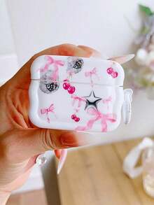 Summer Wavy Edged 3D Flower Design Protective Cover Case For Airpods. Summer Dopamine - 粉色 - 查看 9