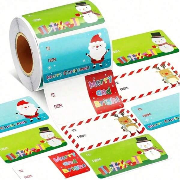 500pcs/Roll Christmas Tags Christmas Santa Claus Stickers Self Adhesive Tags Christmas Festival Birthday Holiday Gift Decor,Christmas Christmas Christmas Decorations Christmas Pajamas Christmas Gifts Christmas Decor