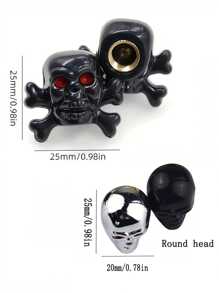 2 Capa de Válvula de Esqueleto - Combinação de Plástico+Metal Capa de Válvula de Pneu com Olhos Vermelhos e Design de Esqueleto, Adequada para Proteção de Pneus de Bicicleta, Motocicleta e Carro | Decoração de Esqueleto | Capa de Válvula, Decoração de Halloween