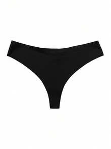 1 chiếc quần lót dây ren đen gợi cảm dành cho nữ, cạp thấp, họa tiết hoa. - màu đen - Xem 3