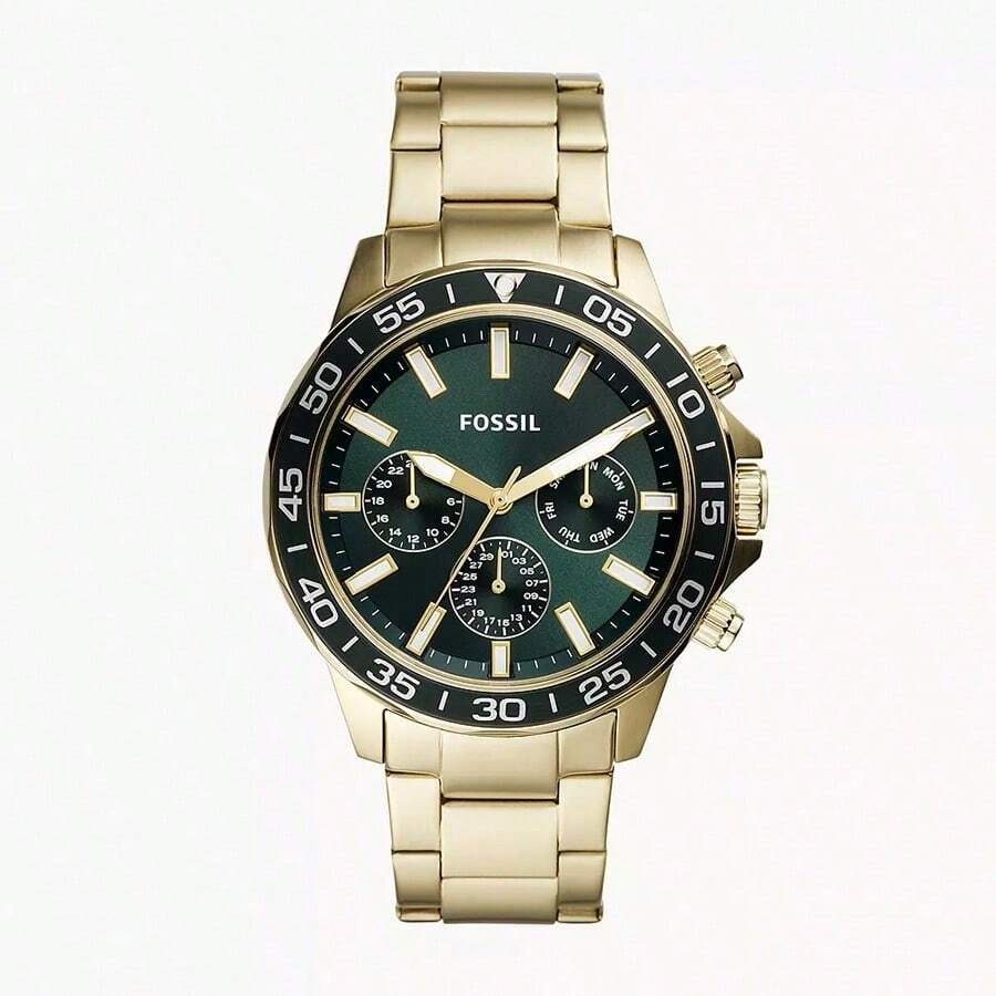Fossil Reloj de acero inoxidable Fossil para hombres - Relojes de cuarzo de tres manecillas para uso diario atemporal con espejo de cristal BQ2493