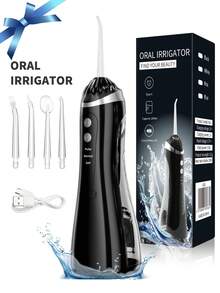 1 件装口腔冲洗器便携式牙科水牙线无绳 USB 充电式水流牙线牙签 4 个喷嘴 3 种模式 - 白色用于清洁牙齿适合旅行和家庭 - 彩色 - 查看 10
