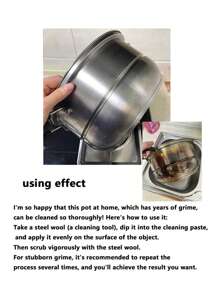 100g Stainless Steel Cleaning Paste, Magic Cleaning Paste, Kitchen Cleaning Agent Rust Remover. Effectively Removes Grease And Stains, Quickly Dissolves Oil Residue At The Bottom Of Pots, Restoring Cookware To A Clean State.