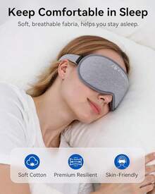 Weighted Eye Mask For Sleeping - Blackout Sleep Mask For Women Men, FACEMOON Lash Extension Eye Covers, Memory Foam, 3D Contoured, Airplane Travel Essentials, Blindfold For Meditation(Gray) - Xám - Xem 2