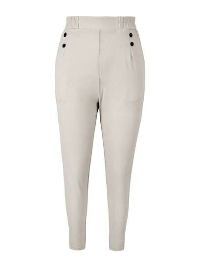 Solid Color Pocket Casual Commuter Elegant Skinny Stretch Pants