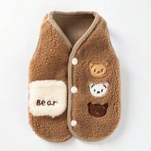 1件/2件装新款毛绒宠物背心，小型犬猫秋冬服装，双腿宠物外套，卡通图案宠物背心，宠物背心+宠物垫套装，适合小型猫狗 - 彩色 - 查看 15