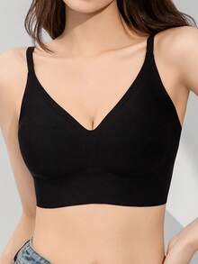 1/2/3/4/5Pcs Women's Push-Up Bra - High Support Wireless Comfort Fit With Removable Pads, Seamless Invisible Design & Adjustable Back Strap, Solid Color For Everyday & Special Occasions, Strapless Push Up Bra, Occasion Lingerie, Sleek Lingerie, Comfortable Fit, Flexible Material - 黑色 - 查看 3
