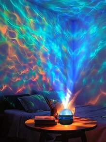 星空投影 LED 灯，带遥控器的多色图案，星星、月亮和浪漫的星空氛围，水晶立方体 LED 投影灯，床头灯和睡眠灯，银河星空投影仪，卧室夜灯投影仪