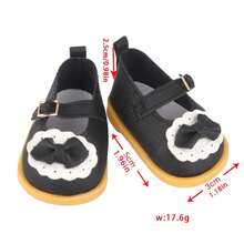 MSYO 1双14英寸美国娃娃鞋，可爱毛绒蝴蝶结皮鞋，时尚百搭公主休闲鞋，娃娃配件，适合作为小女孩的生日/节日/万圣节礼物 - 彩色 - 查看 11