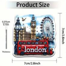 1 件欧洲地标建筑亚克力和橡胶八角形冰箱贴 - 伊斯坦布尔圣索菲亚大教堂、热气球、安塔利亚、埃菲尔铁塔、奥地利、伦敦、厨房、办公室或储物柜的创意家居装饰、送给家人和朋友的完美礼物、可爱的冰箱贴