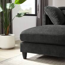 1PC, Modular Combination Sofa, L-Shaped Sofa For 7 Seats, Sectional Sofa Couches, Free Combination, Removable Modules With Wooden Legs And Upholstery, U-Shaped Sofa For Living Room And Office, Large Space, Living Room Furniture, Home Decor, Black Grey - 黑色 - 查看 6