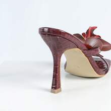 planare 女士时尚优雅酒红色高跟凉鞋，带有花卉装饰，适合休闲，派对，约会，日常通勤，稳定舒适的穿着，时尚优雅的女士高跟凉鞋 - 酒紅色 - 查看 10