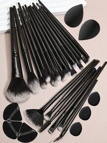 28pcs Ultimate Makeup Brush Set, Including Large Powder Brush, Blush Brush, Contour Brush, Foundation Brush, Concealer Brush, And Eyeshadow Brushes - Comes With Water Drop Makeup Sponge, Thumb Puff, And Triangle Puff - Nylon Bristles, Suitable For All Skin Types. Makeup Brush Set, Makeup Brush Set, Makeup Brush Set, Complete Makeup Brushes, Makeup Brush Set, Complete Makeup Tools, Makeup Brush Set, Makeup Brush Set, Makeup Gift Set - Black - View 10