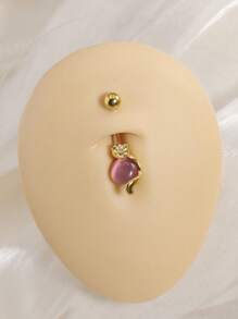 5pcs Stainless Steel Bent Rod Belly Button Rings Set With Sparkly Rhinestone Butterfly Heart Sun Fox Flower Combination Shape Women Belly Chain Pendant Piercing Jewelry Foraily Wear Valentines, Fashion Cubic Zirconia Decor, Belly Button Piercing