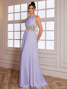 High-End Elegant 3D Flower High Slit Evening Gown, Party Dress, Wedding Guest Dress, Formal Dress, Evening Dress