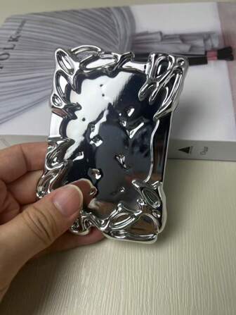 1 pieza, Plateado, Soporte para tarjetas de foto estilo de resina y metal, modelado, protección de álbum de fotos, adecuado para fotos de 6,5 * 9,5 cm / 2,56 * 3,74 pulgadas