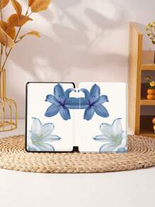 Blue And White Lily Pattern Tablet Case, Compatible With Pad 9.7/10.2/10.5/10.9/12.9/Pro 11, 10th Generation, Compatible With Samsung Galaxy Tab S6 Lite 10.4-Inch, Compatible With Kindle Paperwhite 12th Gen 2024, Kindle (11th Generation) 2022 Version, Soft And Drop Resistant, Intelligent Standing/Automatic Wake-Up/Sleep