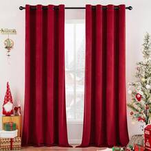 2 Panels Blackout Curtains Solid Soft Grommet Mustard Yellow Thermal Insulated Soundproof Room Darkening Curtains/Drapes/Panels Fall Living Room Bedroom 52 X 90 Inch - 紅色 - 查看 1