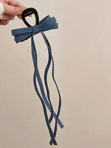 1个女士韩版时尚牛仔蝴蝶结发夹，13厘米，高端发爪发饰，适合日常使用、送礼、旅行、送给女性的礼物、美发用品、圣诞礼物 - 彩色 - 查看 12