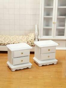 1 Set Miniature Dollhouse Bedroom Set, Single Bed With Floral Pattern And White Nightstand, Fashionable, Creative, Cute Rustic Style, Micro Decor, Mini Furniture, Home Decor, DIY Decorative Small Bed, Exquisite House Decoration - Multicolor - View 6