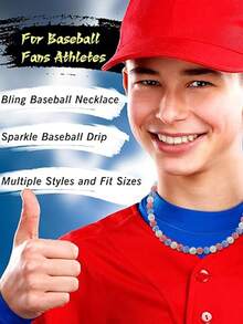 1 件男士运动棒球串珠项链，适合女士运动员 Bling Ice Collection 棒球项链，送给父子家人的圣诞节情人节礼物 - Beaded necklace - 查看 7