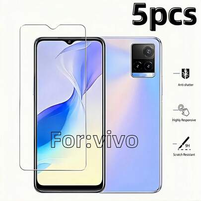 5pcs For:Vivo Mobile Phone Screen Protector,For:Vivo Y36 5G,Vivo Y36,Vivo Y33s,Tempered Glass, Phone Screen Protector, Phone Protective Film, Phone Glass Film, Phone Screen Film, Phone Screen Guard, Phone Screen Protection Film, Phone Display Protector, Phone Screen Cover Screen Protection Essentials, Applicable To Daily Shield, Office, Home Phone Accessories Waterproof Shockproof Anti-Fall Anti-Fall Scratch Resistant Anti-Fingerprint Full Cover
