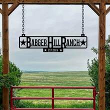 1pc Customized Vintage Metal Farmhouse Welcome Sign, Personalized Ranch And Family Name Plate, Outdoor Address Plaque, Wall Mountable For Farm, Zoo Or Ranch Entrance Decor, Garden Statues, Garden Decor, Outdoor Wall Art - Black - View 5