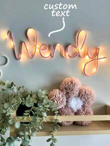 Personalised Wire Name In Led Lights | Personalised Gift For Teen | USB Led LIght Name Night Light | Personalised Name Light,Light Up Knitted Wire Names | Custom Led Light Names | Rope Led Light Signs - Multicolor - View 1