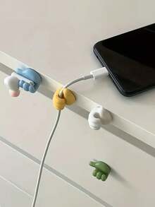 Organisateur de câbles avec crochet pour le pouce, support de câble de données, pince de bureau, crochet adhésif mural, cintre multifonction de couleur macaron, rangement et organisation de bureau